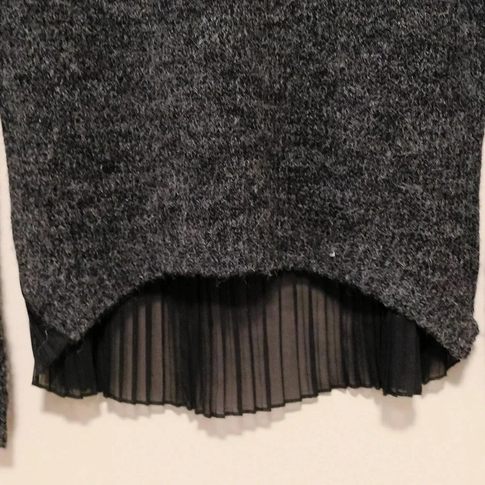 Karlie Size M/L Black Embellish Neckline Sheer pleated back Sweater